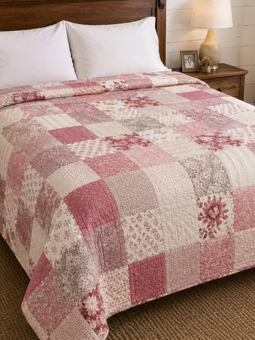 Laura Ashley Patchwork Floral Farmhouse Quilt Vintage Inspired Bed Throw